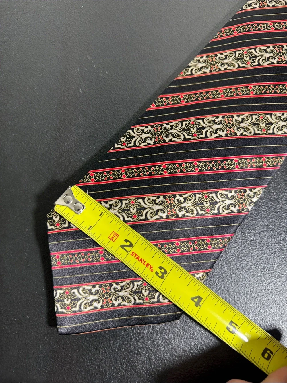NEW Brioni mens black red stripe abstract 100% silk neck tie NWT
